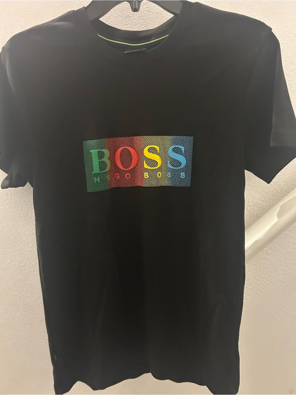 Hugo Boss Black size M(13-14) Tee with Green, Red, Yellow & Blue Logo 100%cotton